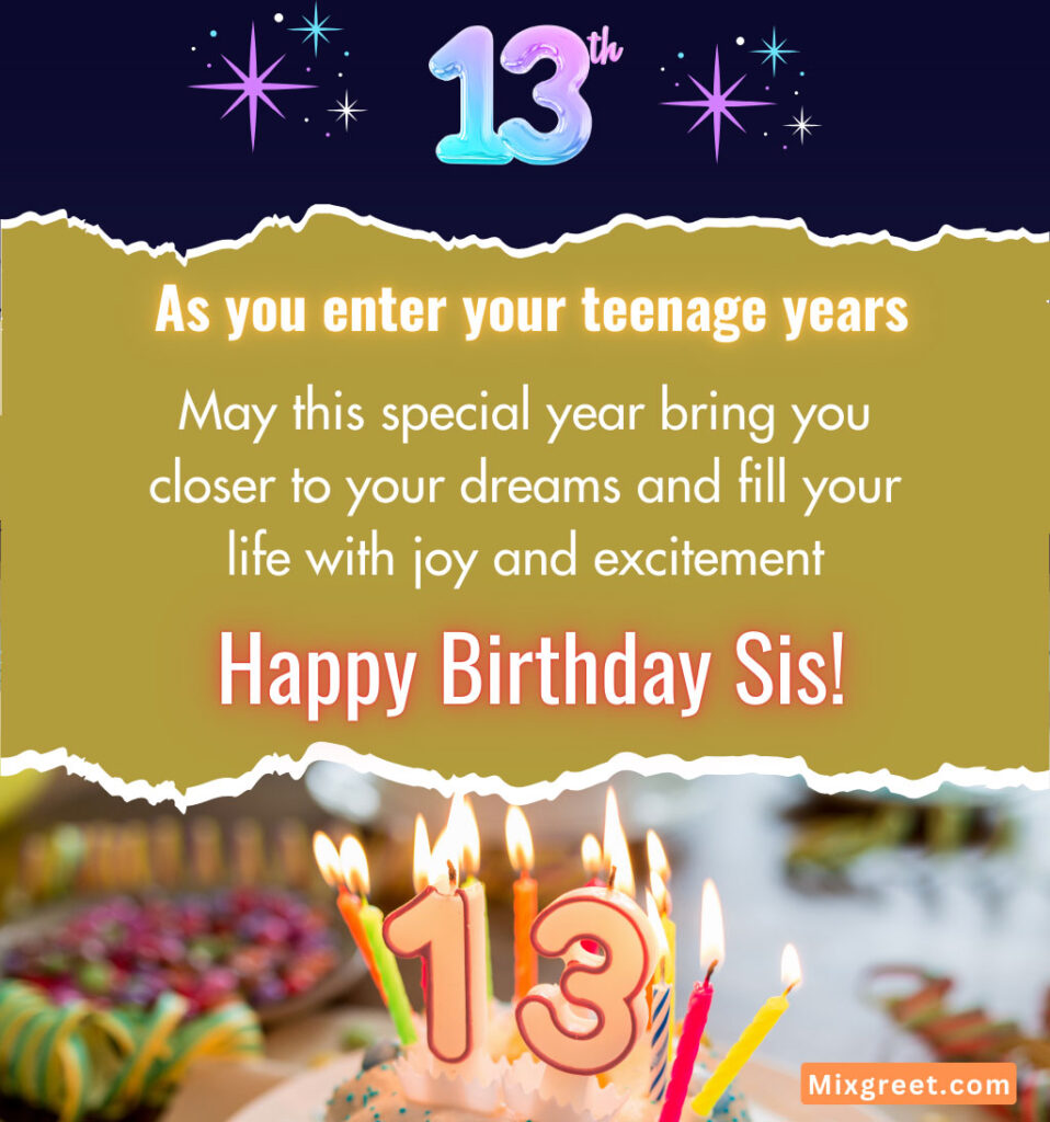 Happy 13th Birthday Wishes Images for Cousin Sister