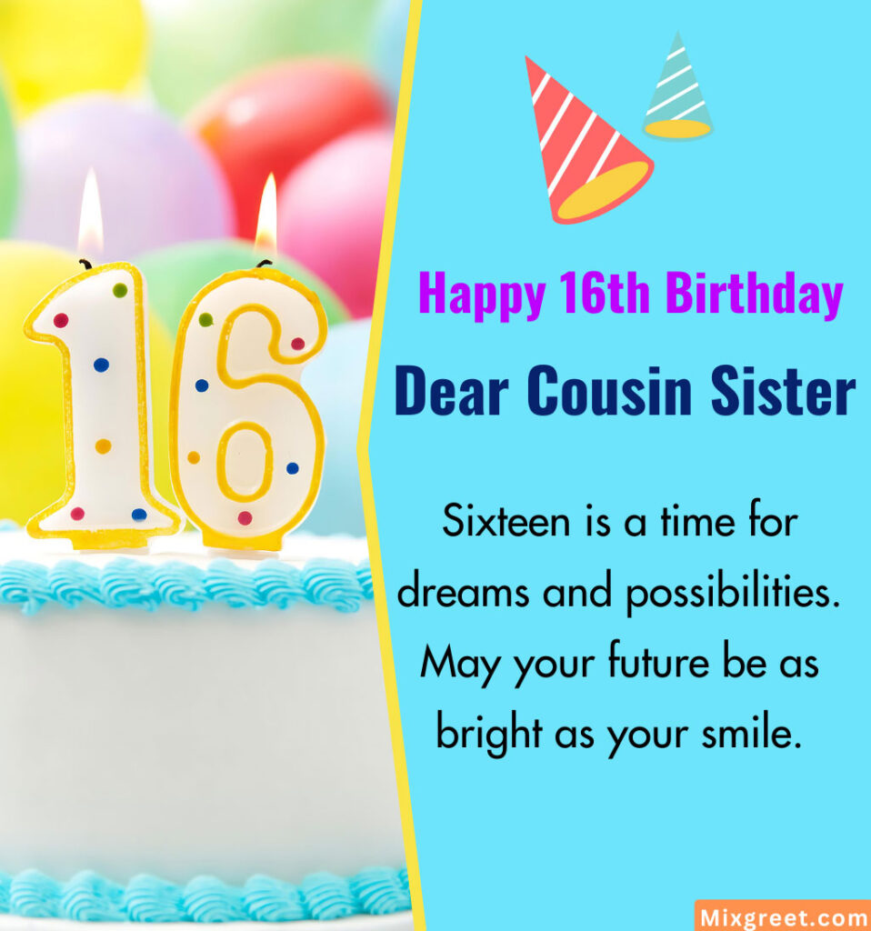 Happy 16th  Birthday Wishes Images for Cousin Sister