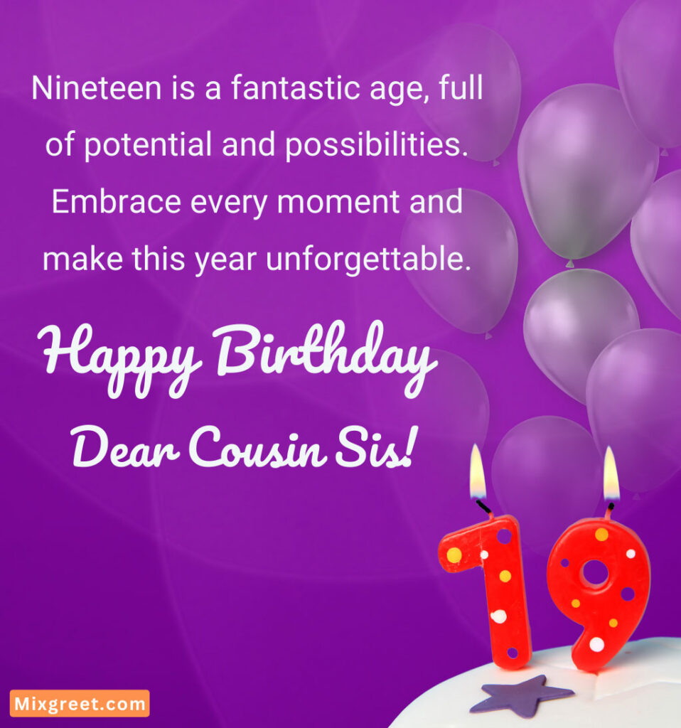 Happy 19th Birthday Wishes Images for Cousin Sister