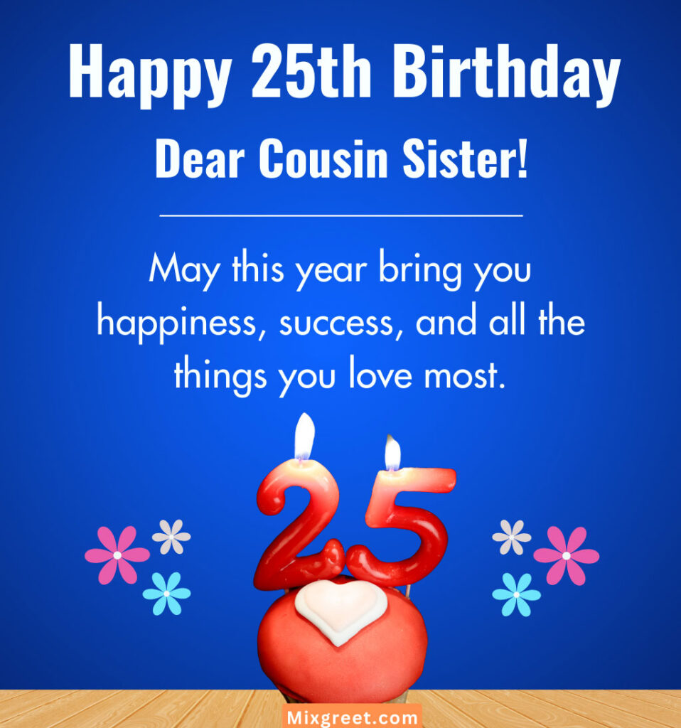 Happy 25th Birthday Wishes Images for Cousin Sister