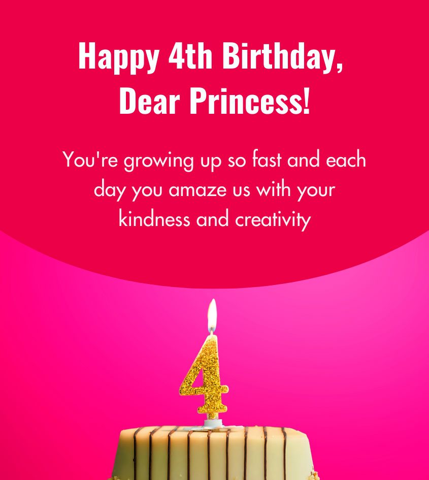 4th birthday wishes for princess girl