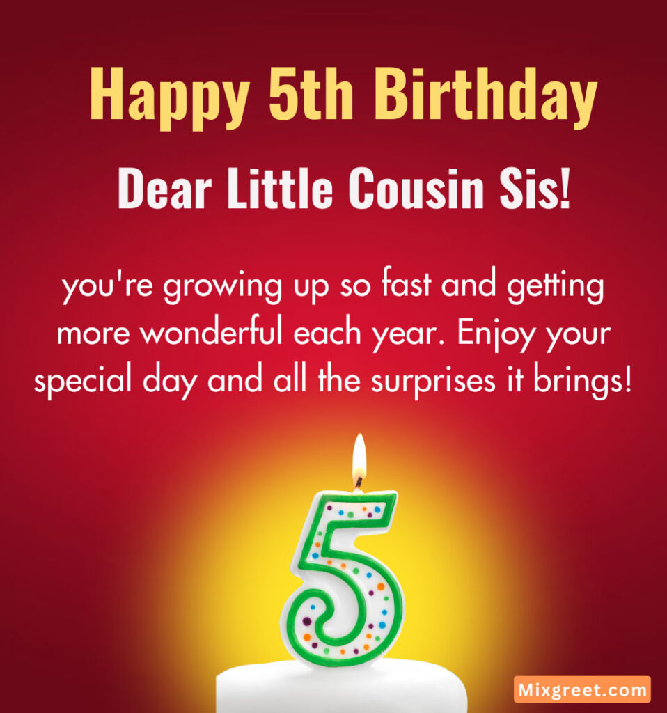 Happy 5th Birthday Wishes Images for Cousin Sister