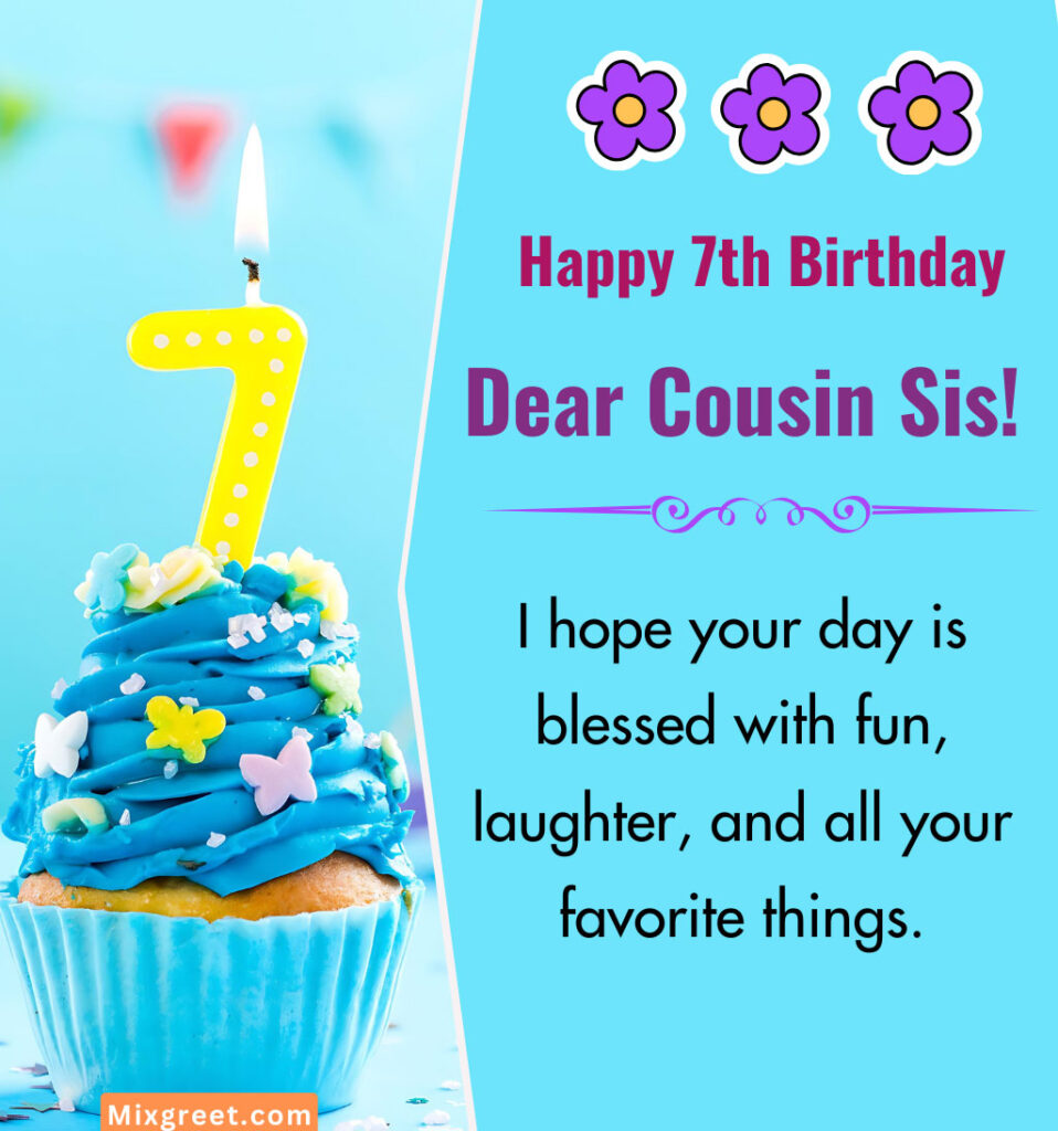 Happy 7th Birthday Wishes Images for Cousin Sister