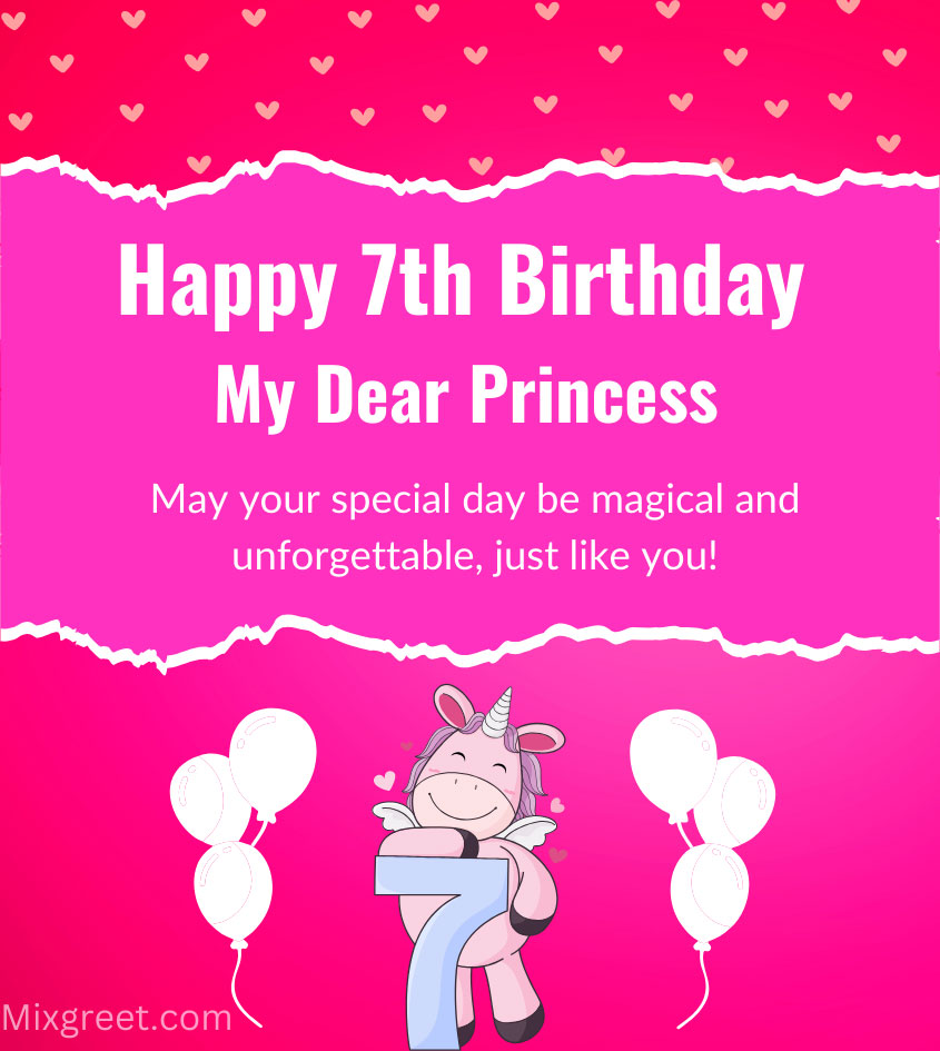 happy 7th birthday wishes for princess girl