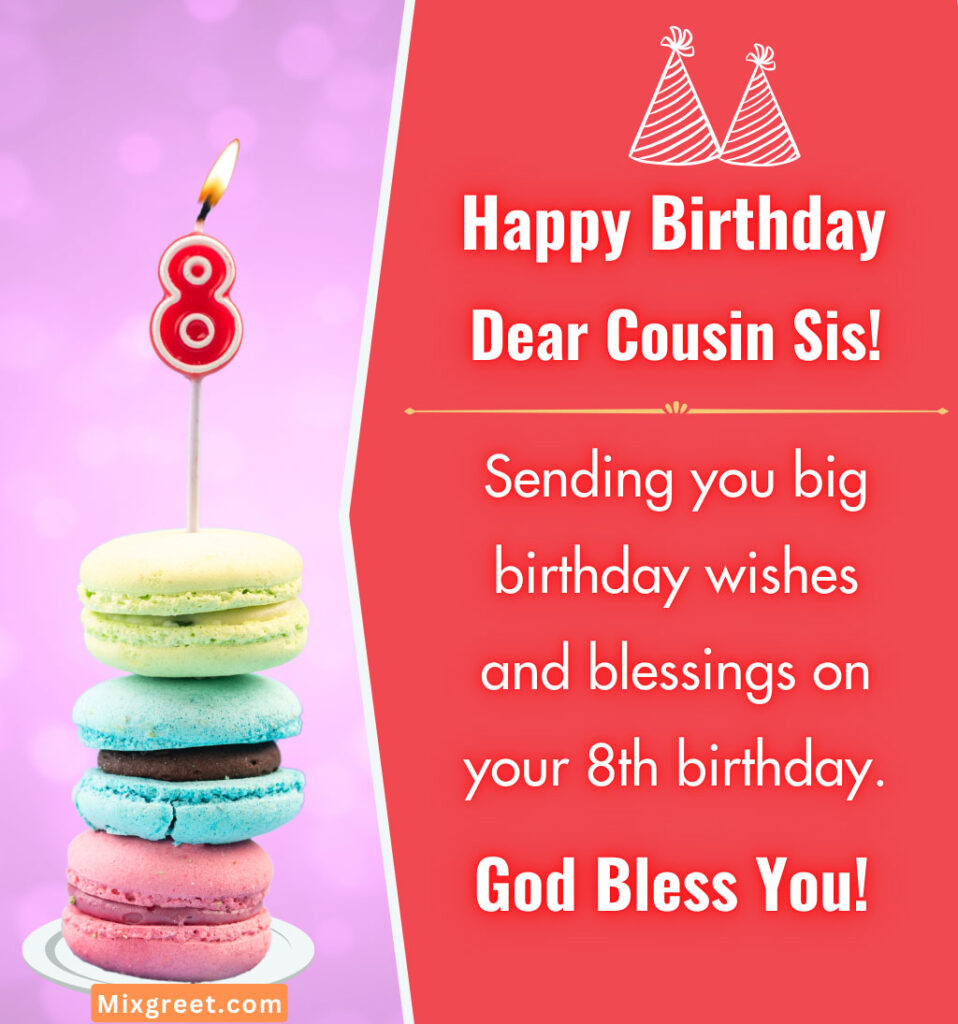 Happy 8th Birthday Wishes Images for Cousin Sister