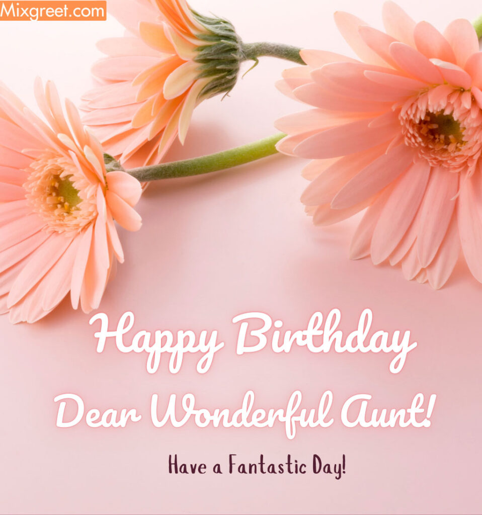 Vibrant neon Birthday Wishes for Aunt with Flower