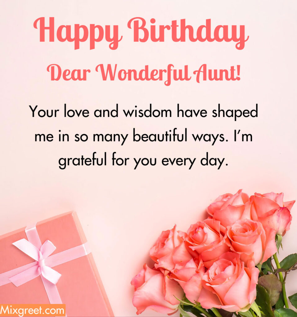 Birthday Wishes for Aunt With Flowers and Gifts