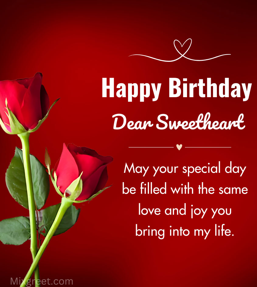 Sweetheart Birthday Greet With Flowers