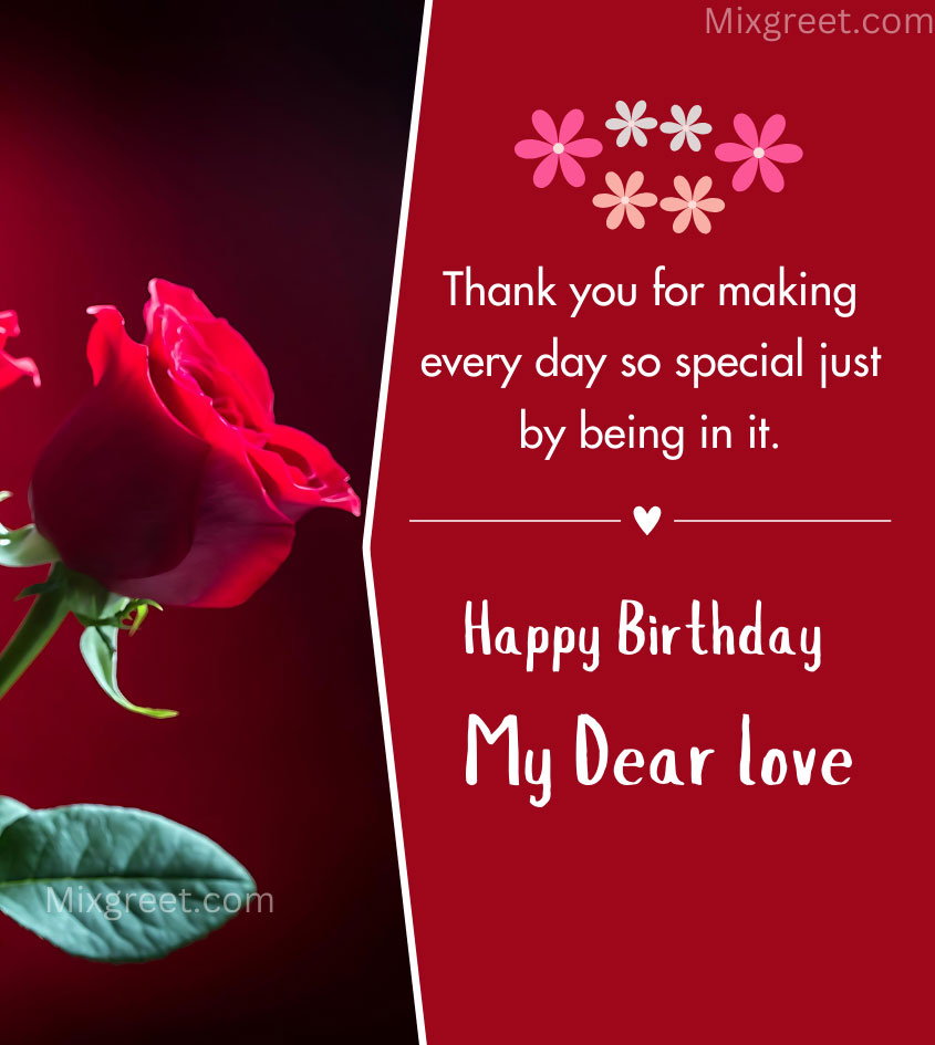 Sweetheart Birthday Wishes with Red Rose 