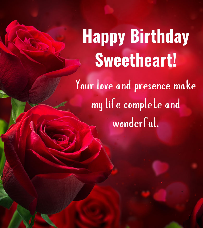 Sweetheart Birthday Greet With Rose Flowers