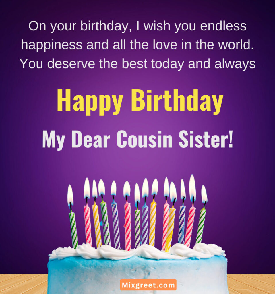 Birthday Wishes for Cousin Sister With Cake