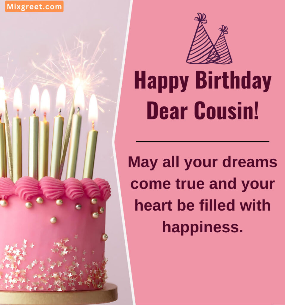 Happy Birthday Wishes for Cousin Sister with Sparkle With Cake