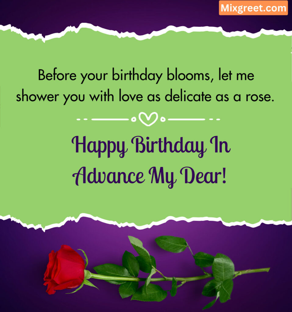 Happy Love Early Birthday Wishes for Darling With Rose