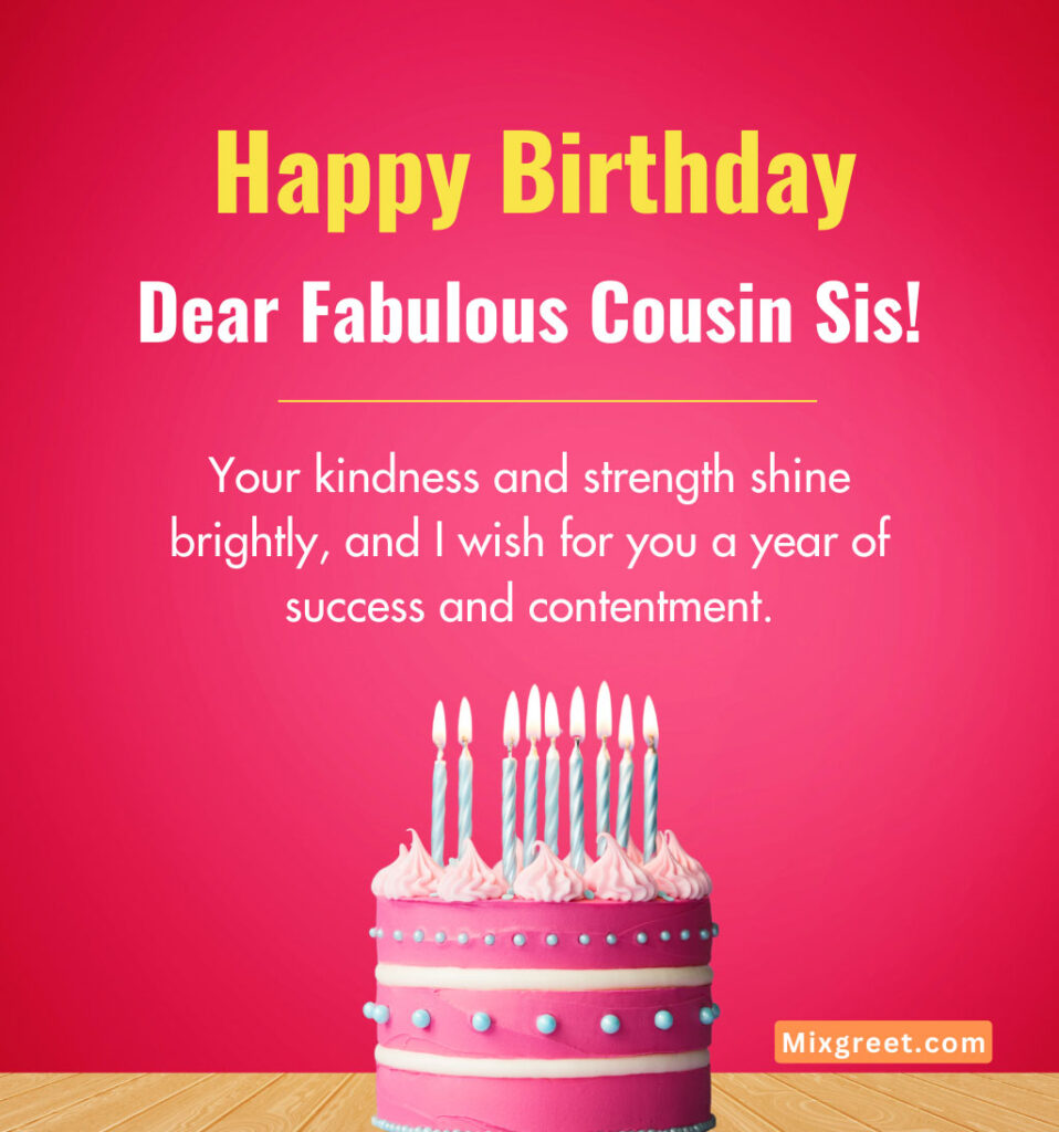 Cousin Sister Birthday Wishes Images In Pink Cake Background