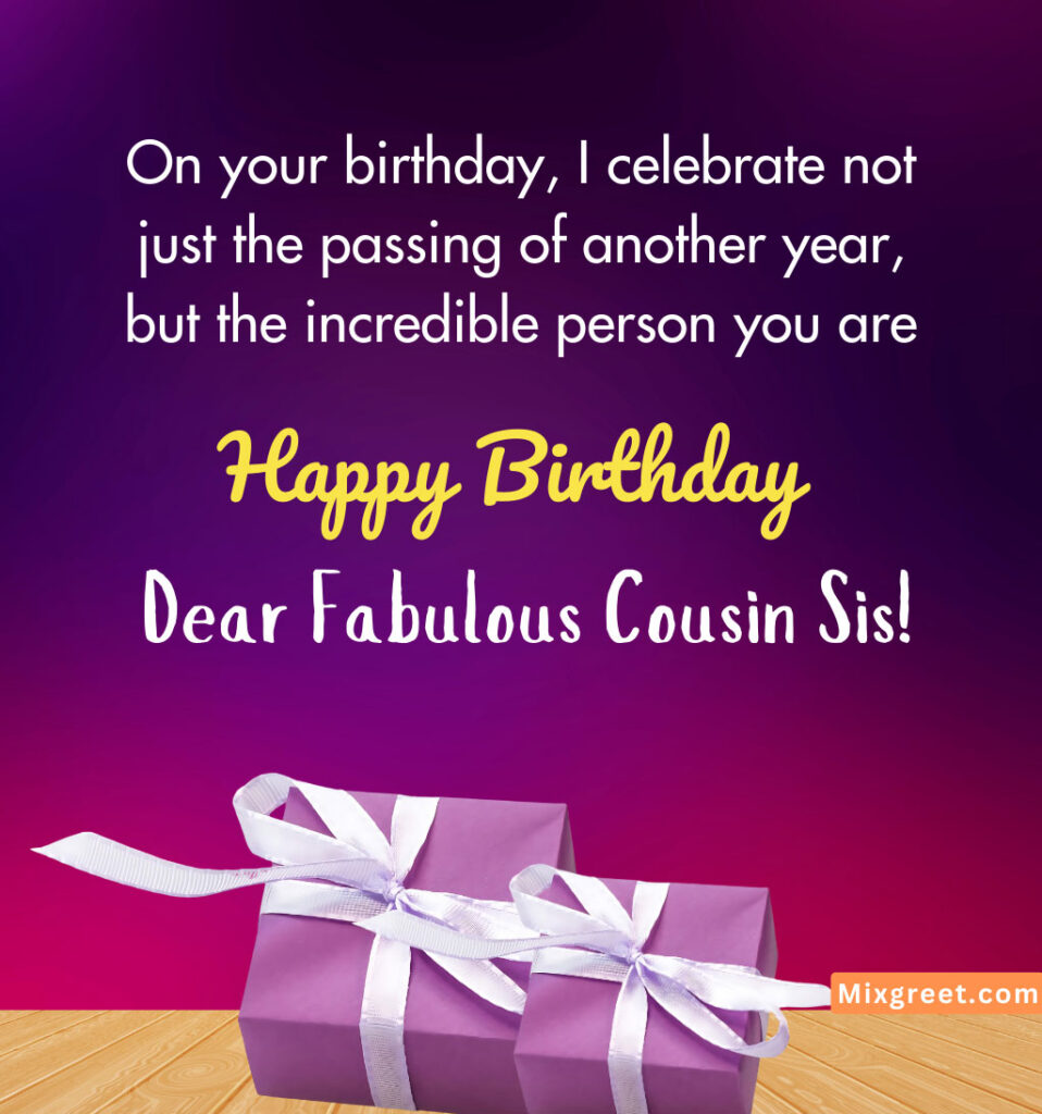 Birthday Wishes for Cousin Sister with Gift Box