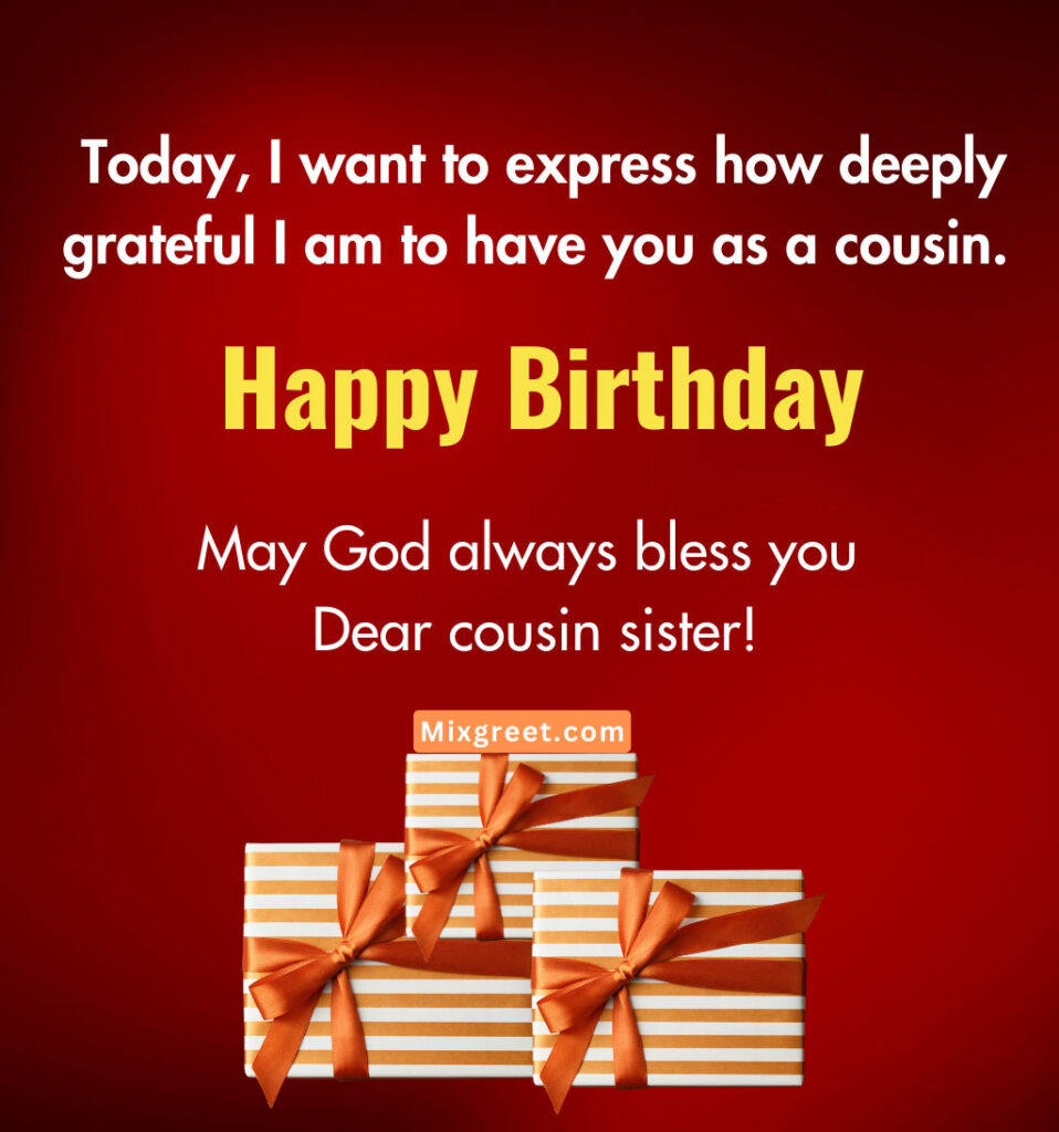 Birthday Wishes for Cousin Sister with Gift Box