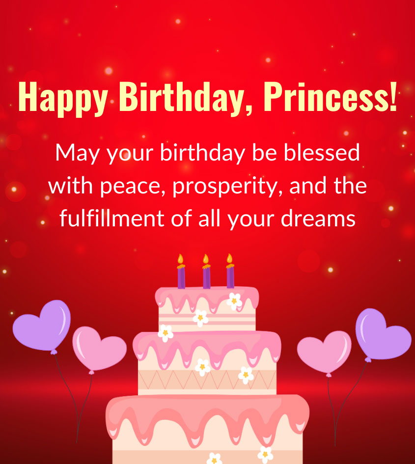 Blessing Birthday Greetings for princess with Cake