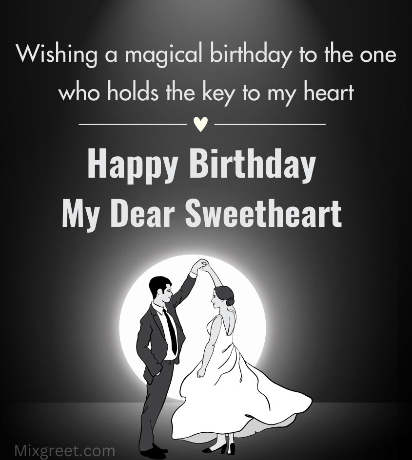 Sweetheart Happy Birthday Wishes in Dark Theme