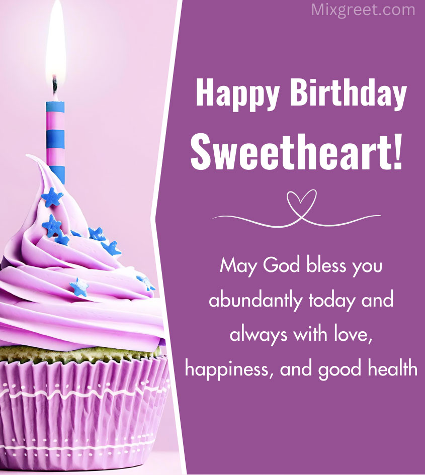 Happy Birthday Sweetheart wishes with pink cupcake