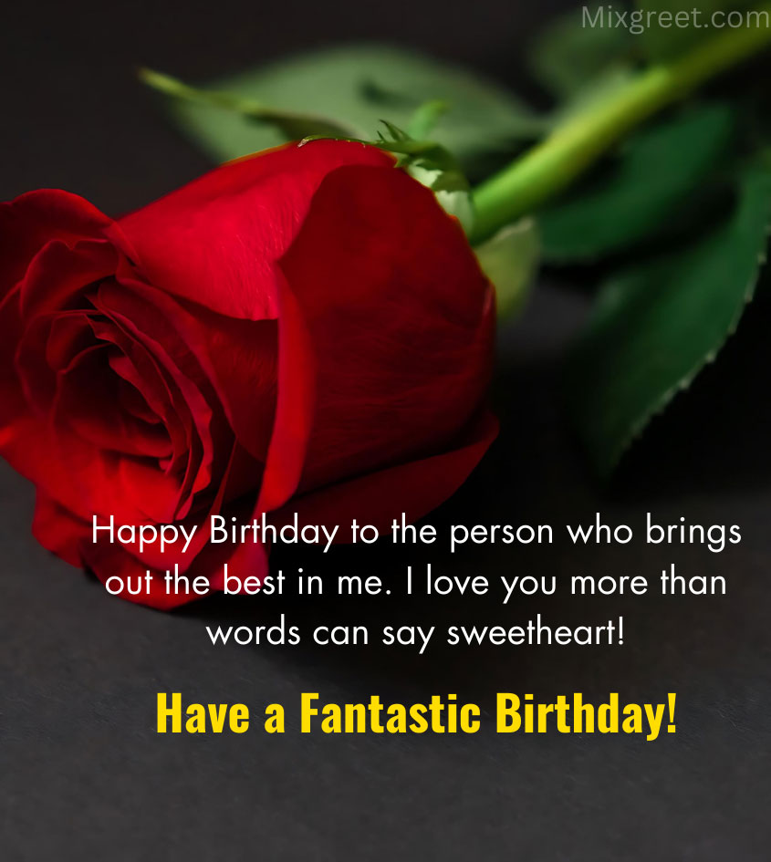 Birthday Wishes for Sweetheart With Roses