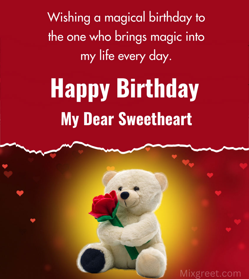 Birthday Wishes for Sweetheart with Teddy Bear