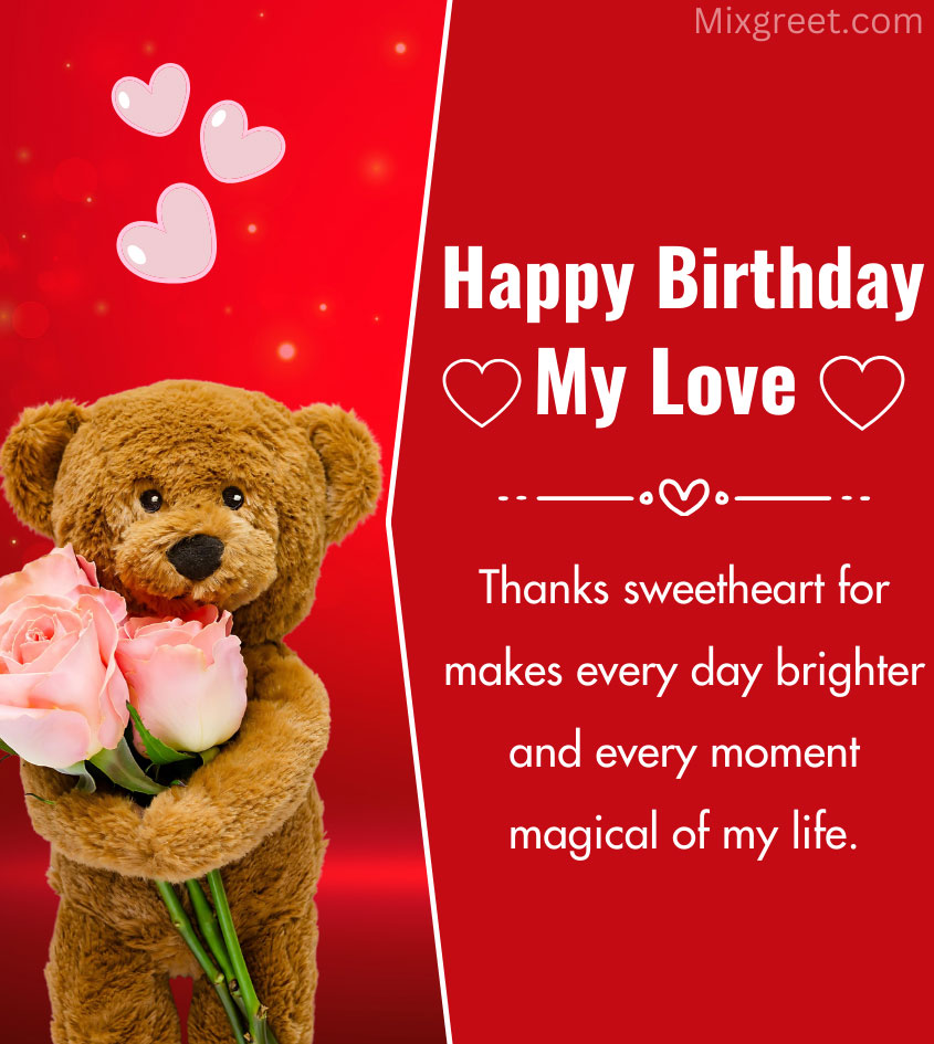 Birthday Wishes for Sweetheart with Teddy Bear