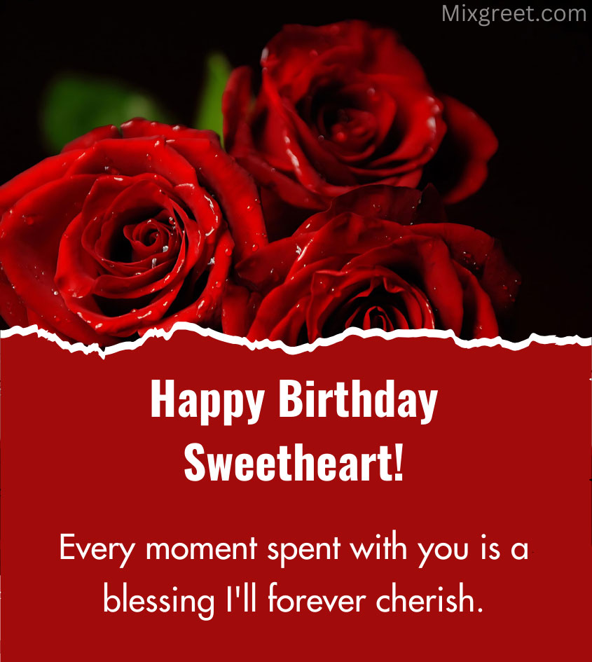 Sweetheart Birthday Wishes with Rose Flower