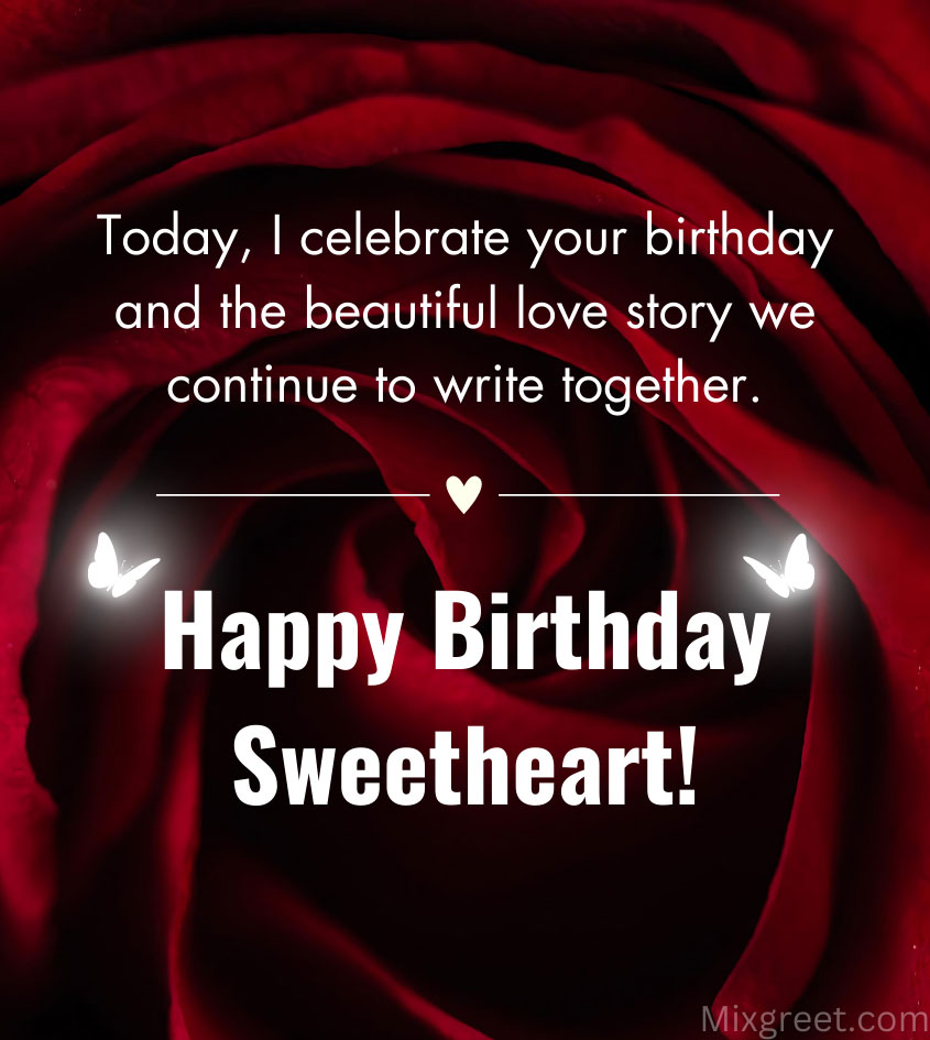 Sweetheart Birthday Wishes with Rose Flower