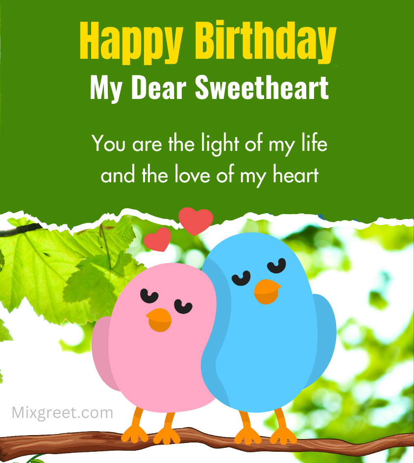 Sweetheart Happy Birthday Wishes With Love Birds