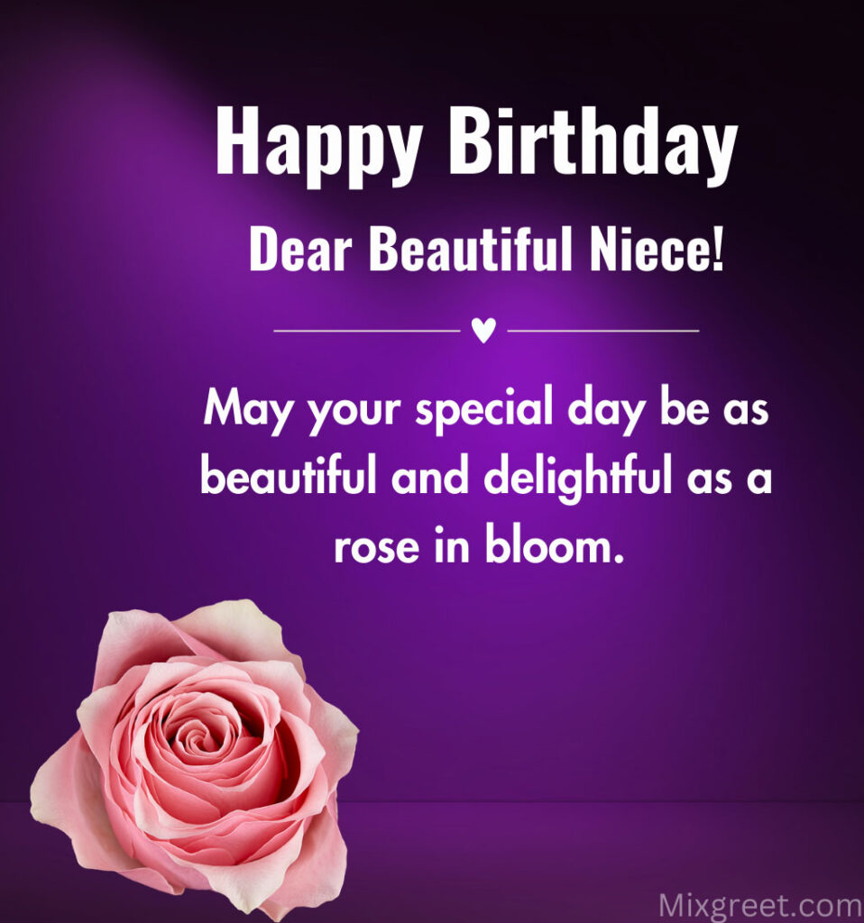 Birthday Wishes for Beautiful Niece with Rose Flower