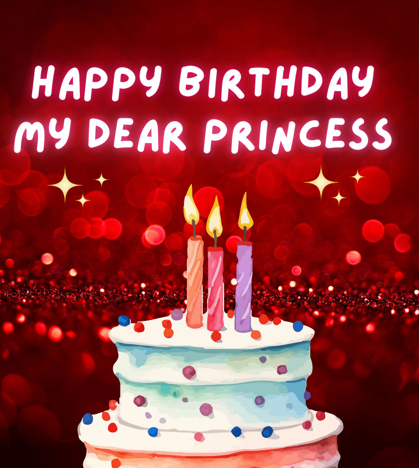 Happy birthday wishes for little princess with neon text