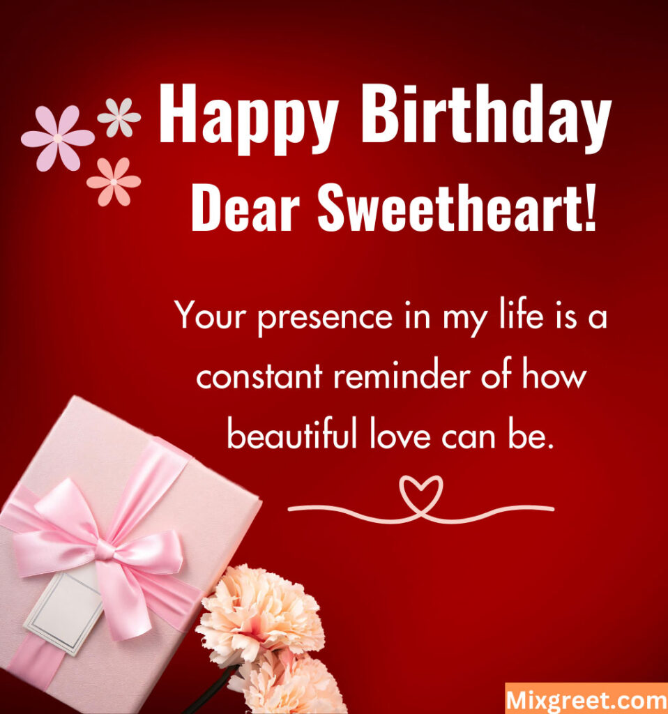 Romantic Birthday Greetings with Gifts and Flowers