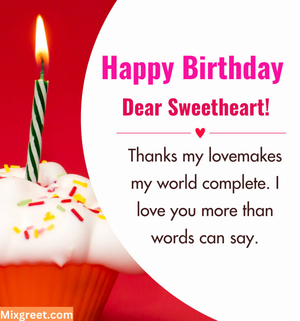 Love Birthday Wishes for Sweetheart With Beautiful Cake