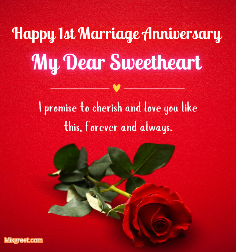 1st Anniversary Wishes for Wife with Roses