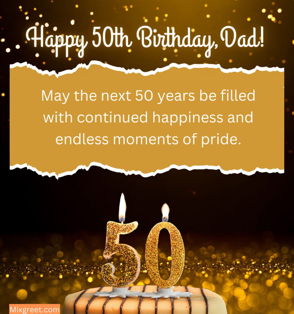 50th birthday wishes for Father in law with 50 cake