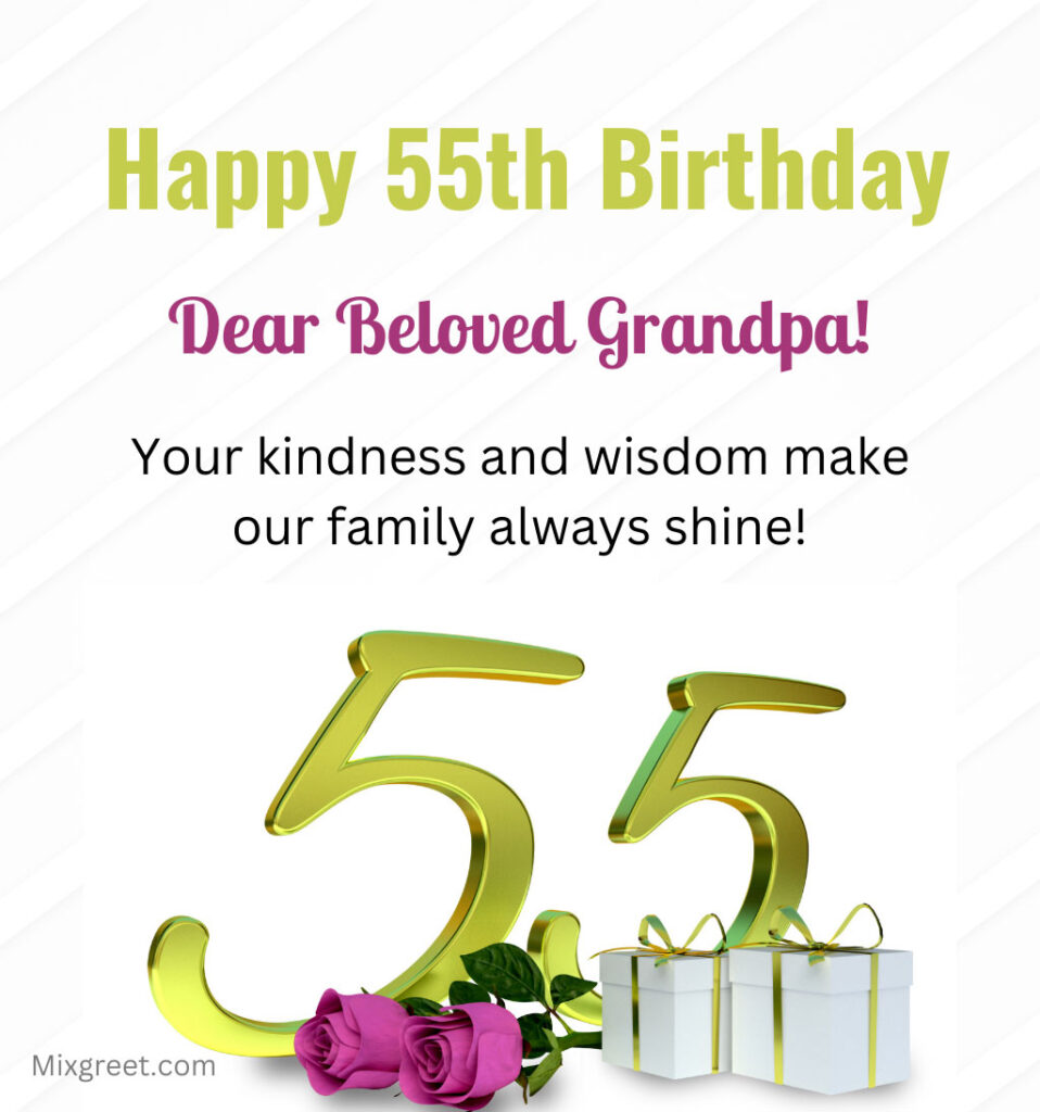 55th Happy Birthday Wishes for Grandfather