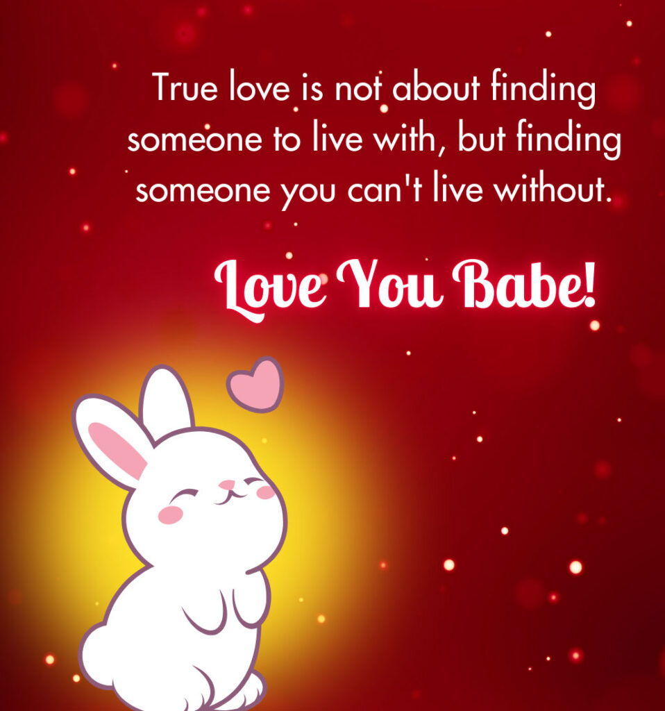 I love you babe with A Cute Loving Bunny