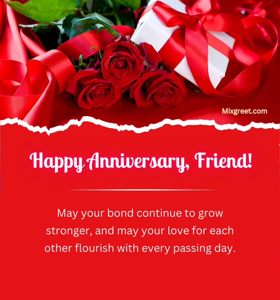 Happy Beautiful Marriage Anniversary Quotes for Friend with Roses and Gifts