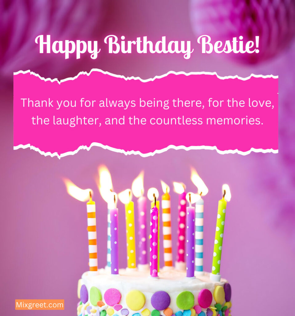 Happy Birthday Wishes for Female Friend with Colorful candles and Cake