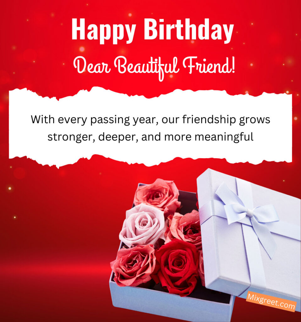 Heartfelt Birthday Wishes for Beautiful female friend with flowers