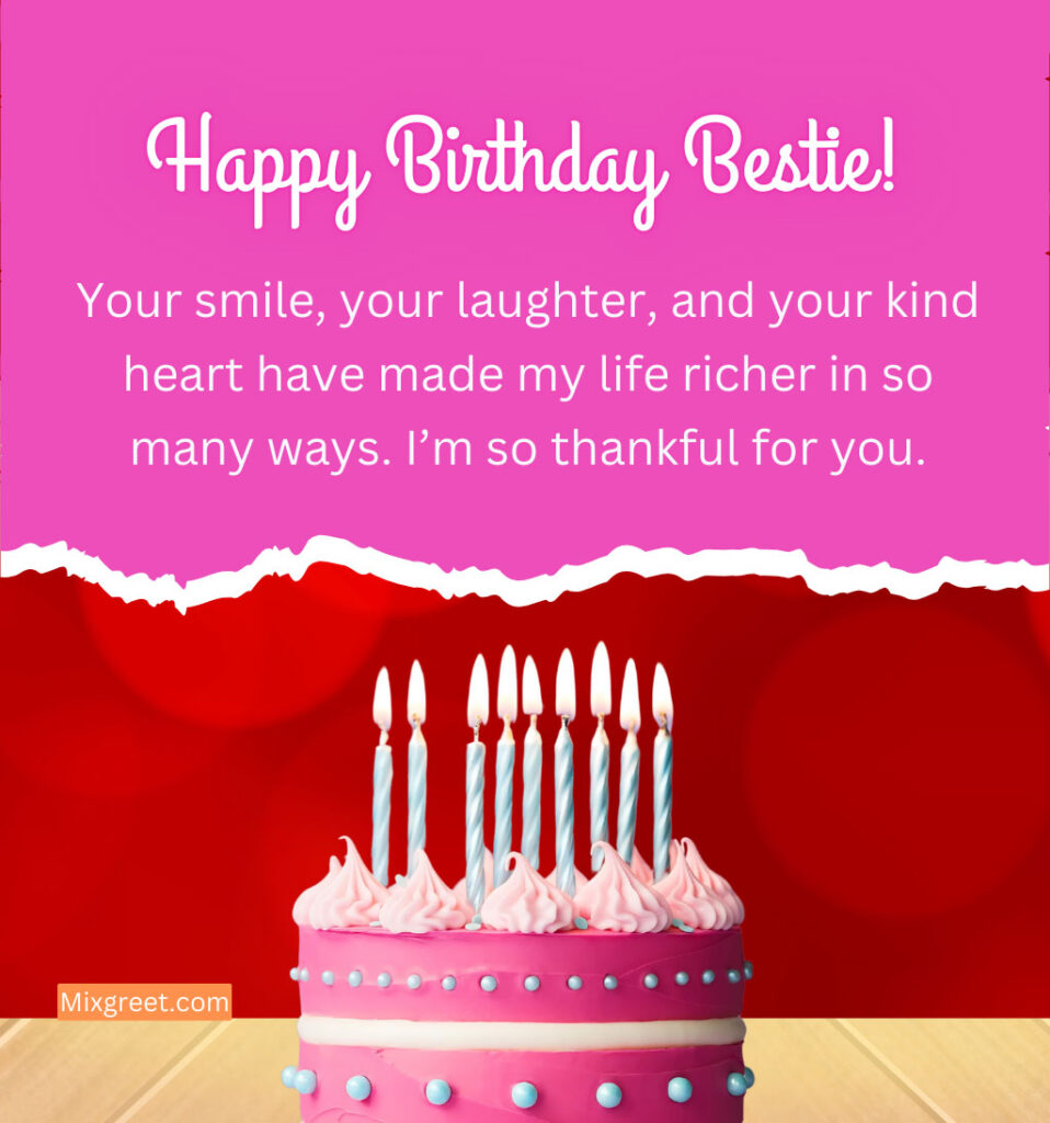 Happy  Birthday Quotes for Bestie Girl with Pink Cake