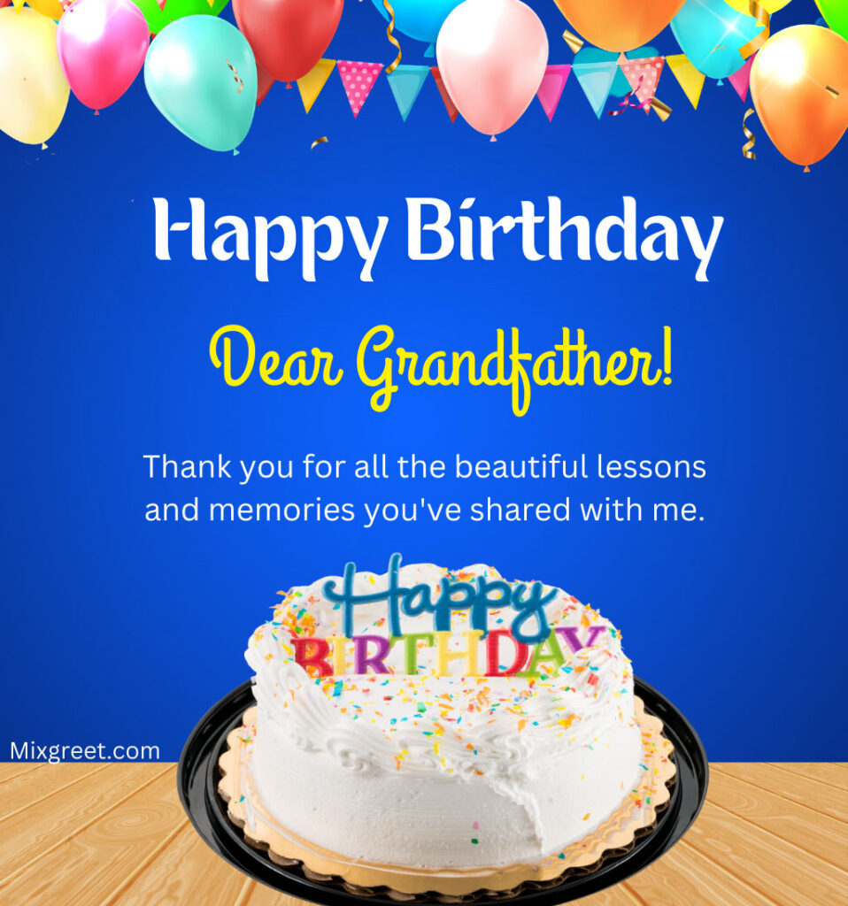 Happy Birthday Grandpa Wishes With Cake 