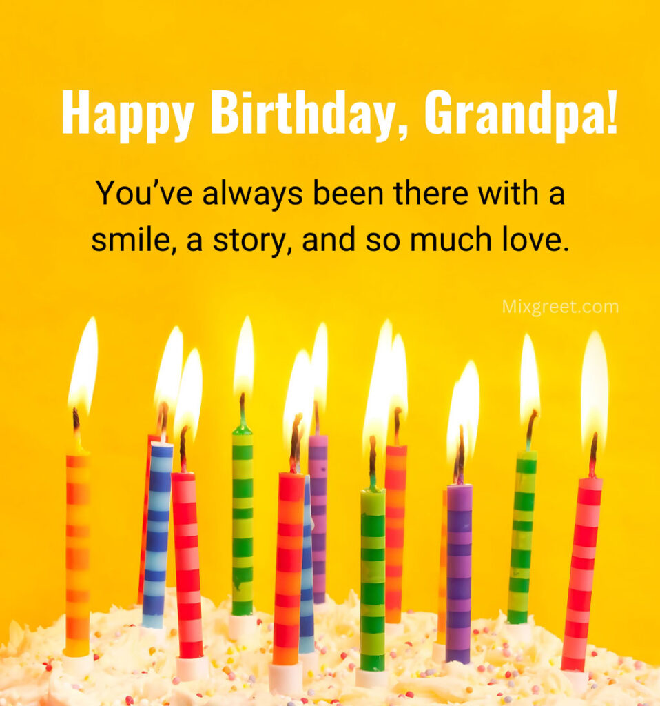 Happy Birthday Grandpa Wishes With Cake and Candles