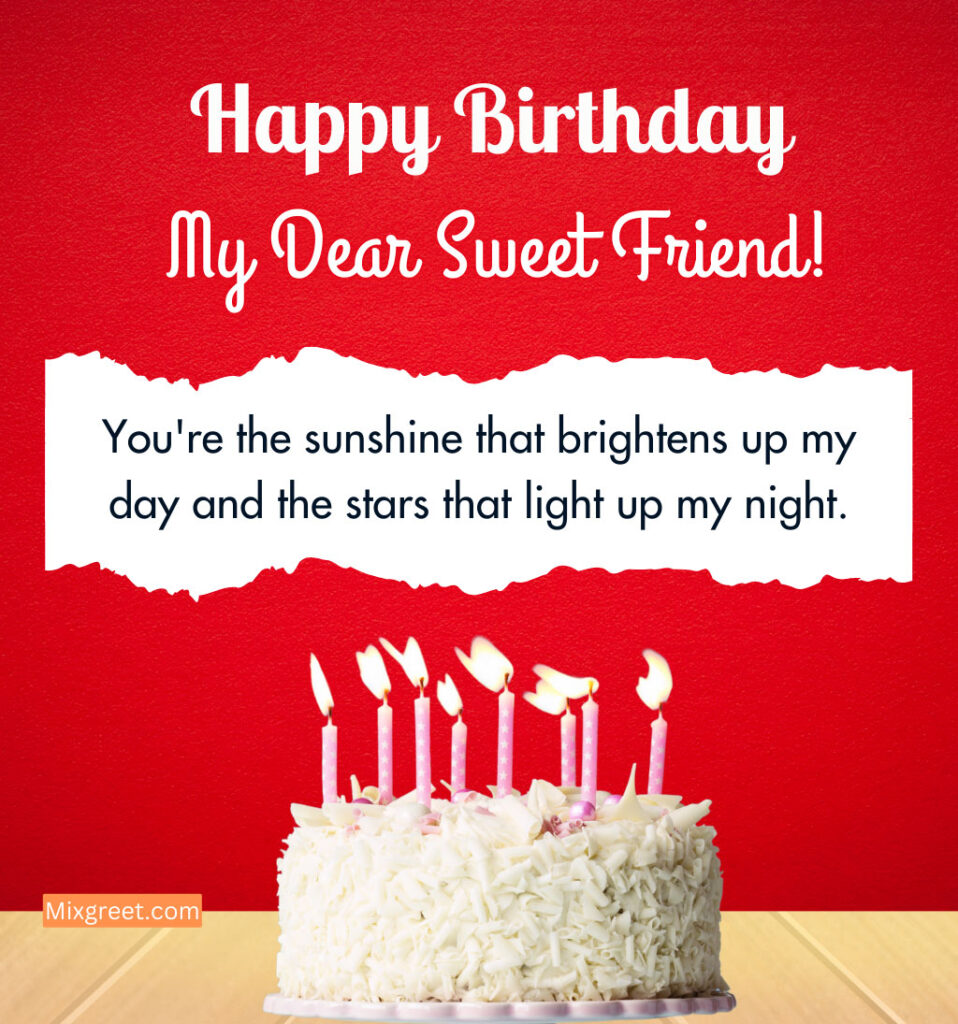 Female Friend Birthday Wishes with Cake and Heartfelt Quotes