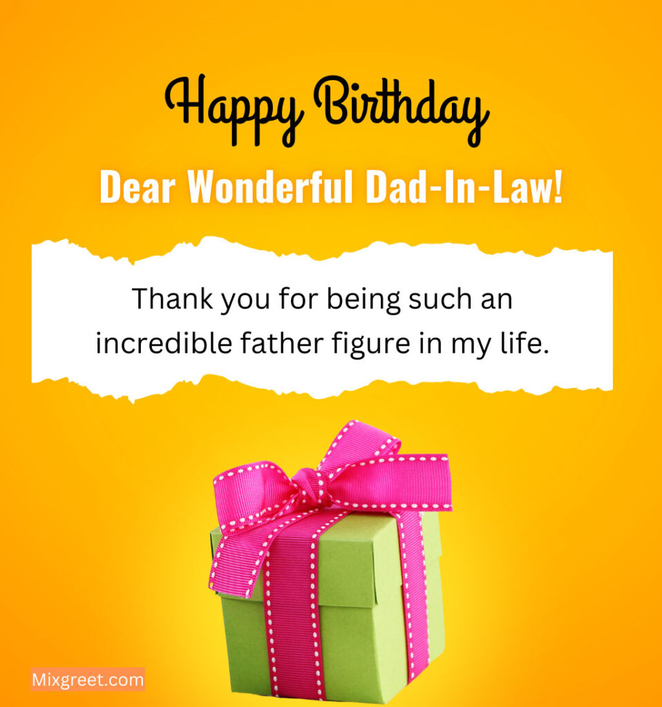 Happy Birthday Wishes for Dad-in-law with a Gift Box