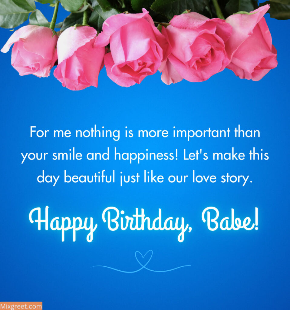 Happy Birthday Quotes for Girlfriend with Pink Roses