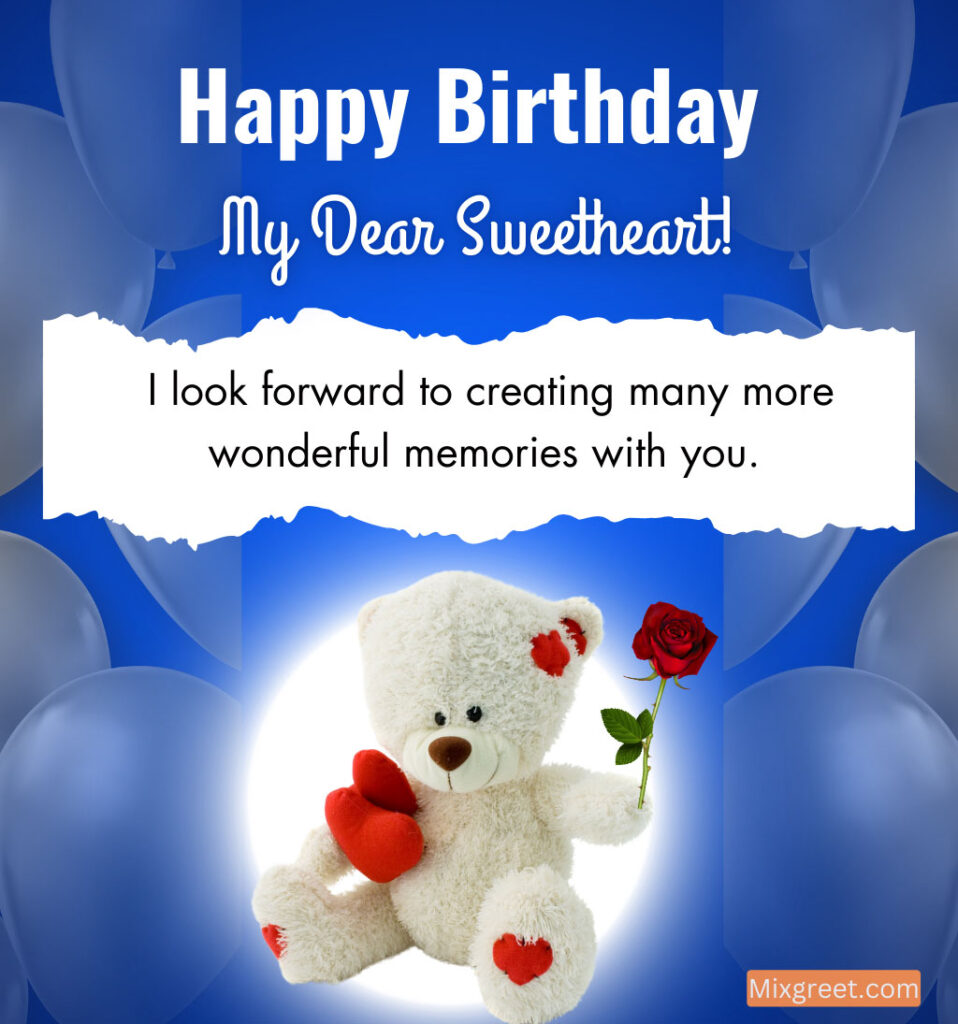 Birthday Wishes for Sweetheart Girlfriend with Teddy Bear