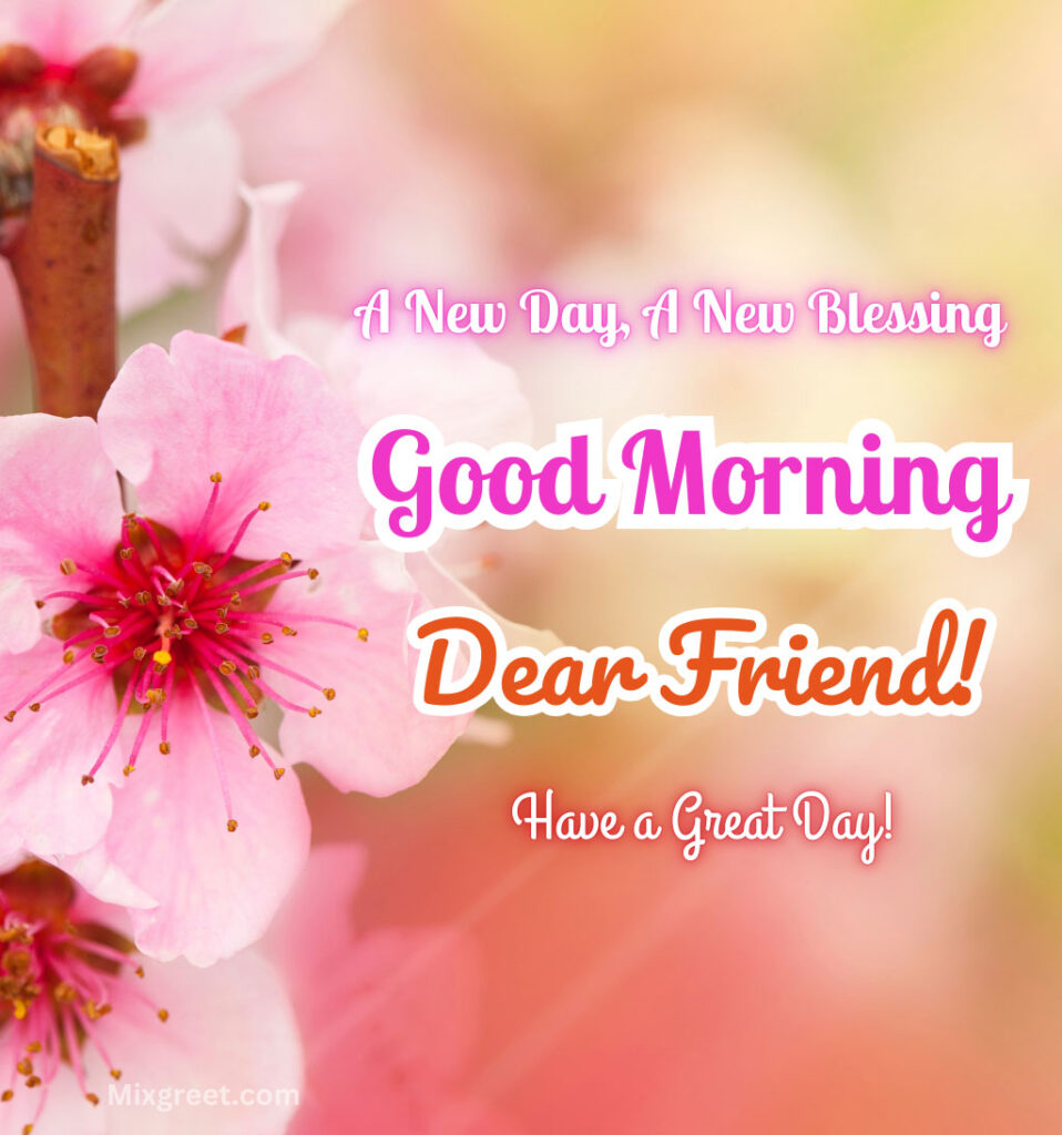 Good Morning Images for Friend Girl With Pink Flowers