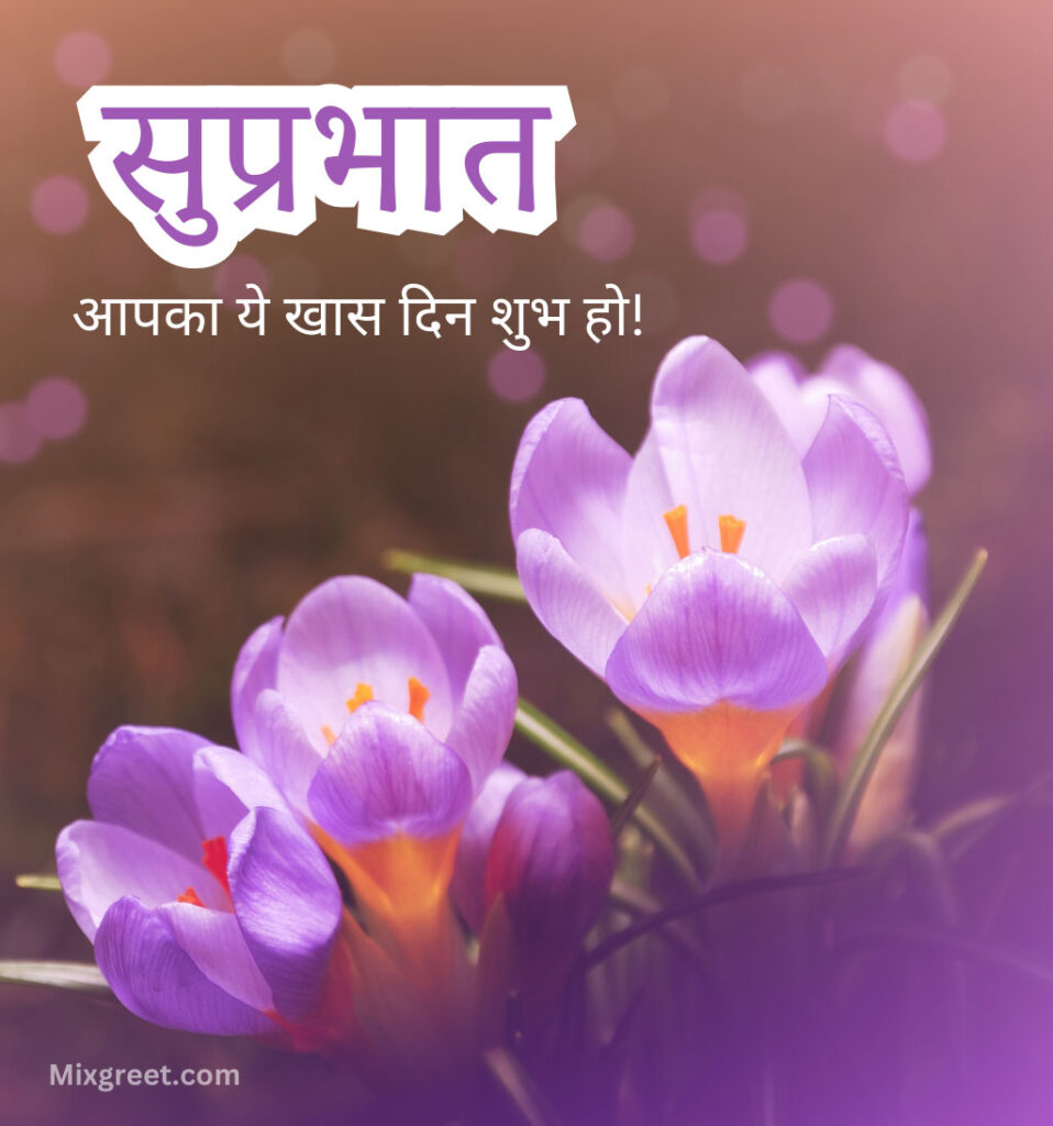 Hindi Suprabhat Wishes Images with flowers