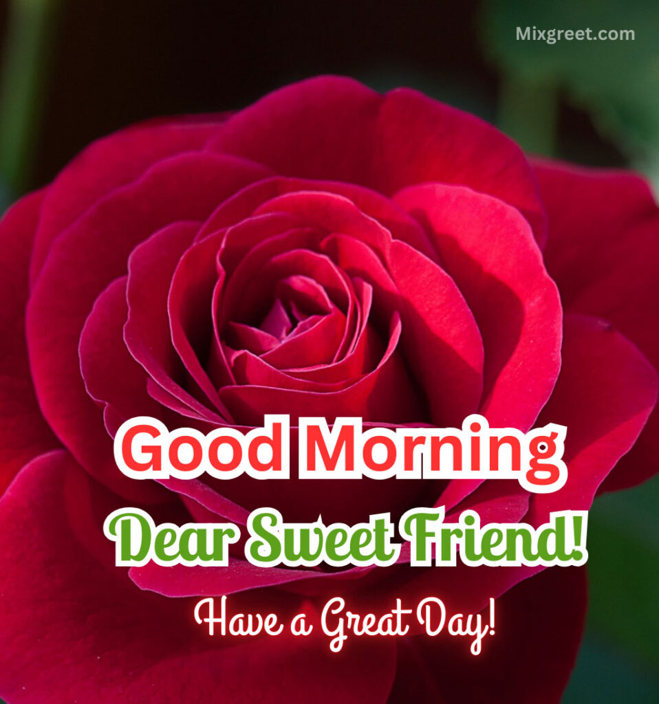 Good Morning Wishes for Sweet Friend Girl with Roses